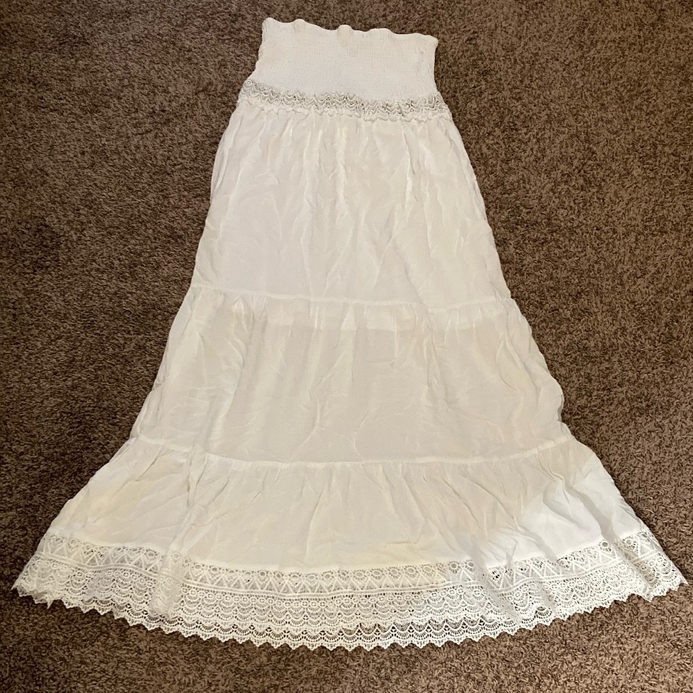 White strapless summer dress